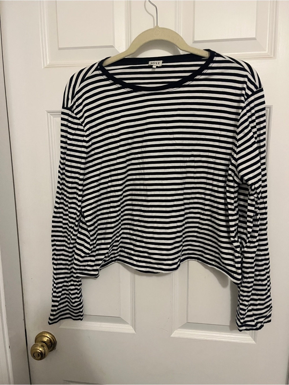 Kule Striped Long-Sleeve Crewneck Top